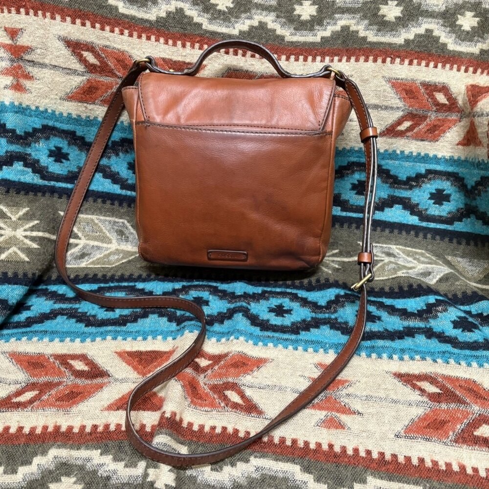 FOSSIL Vintage Classic Crossbody Brandy Leather Brown SHB2355213 Studs - Picture 2 of 11